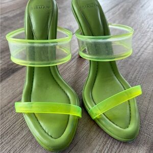 Alexandre Birman Lime Green Transparent Heels